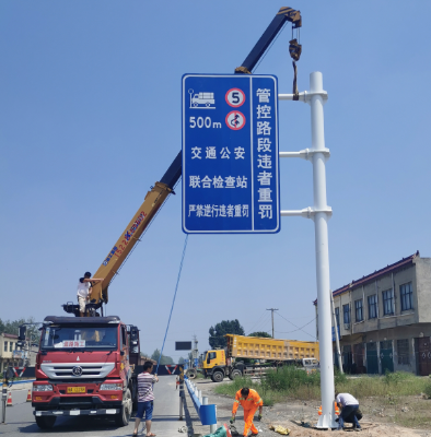 烟台双悬臂标志杆、交通标志杆制作、门架立柱加工厂家